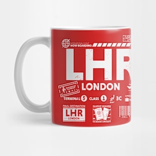 Vintage London LHR Airport Code Travel Day Retro Travel Tag Mug